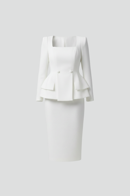 Kylie | Tailleur blazer et jupe à col carré pour femmes