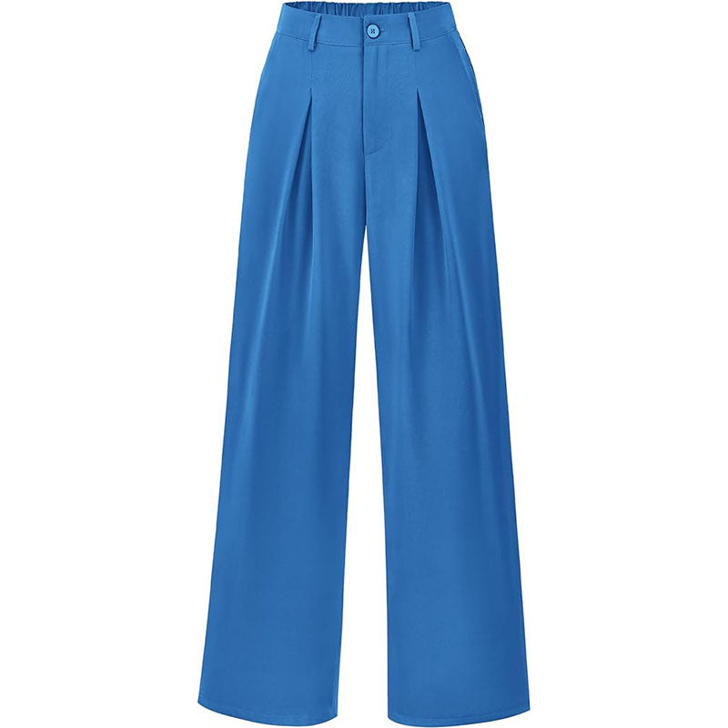 Pantalon plissé taille haute à jambes larges, chic et décontracté