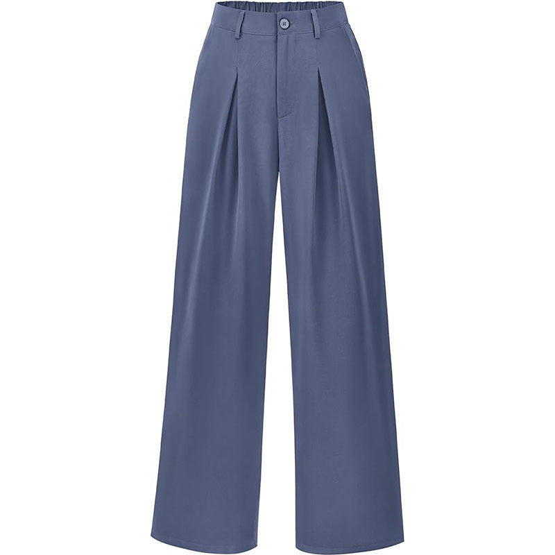 Pantalon plissé taille haute à jambes larges, chic et décontracté