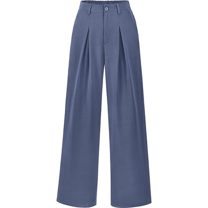Pantalon plissé taille haute à jambes larges, chic et décontracté