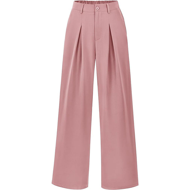 Pantalon plissé taille haute à jambes larges, chic et décontracté