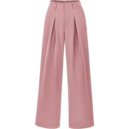 Pantalon plissé taille haute à jambes larges, chic et décontracté