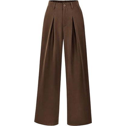 Pantalon plissé taille haute à jambes larges, chic et décontracté