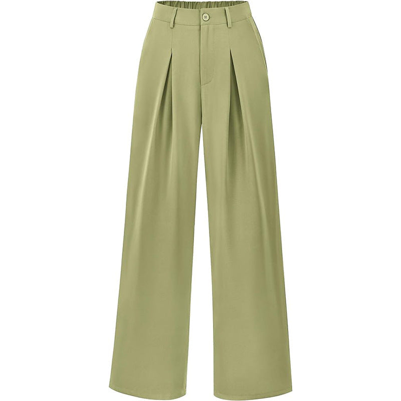 Pantalon plissé taille haute à jambes larges, chic et décontracté
