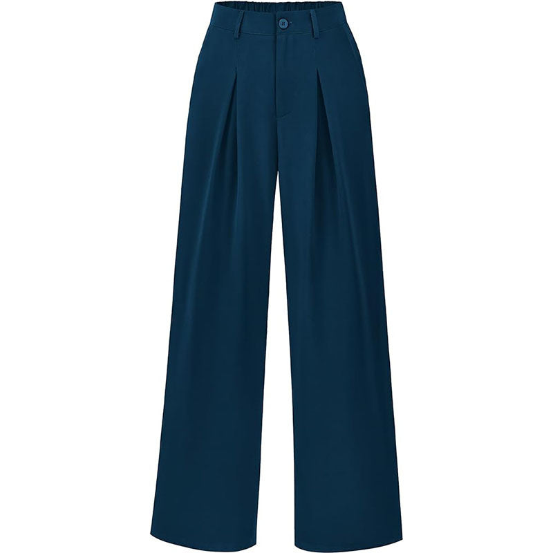 Pantalon plissé taille haute à jambes larges, chic et décontracté