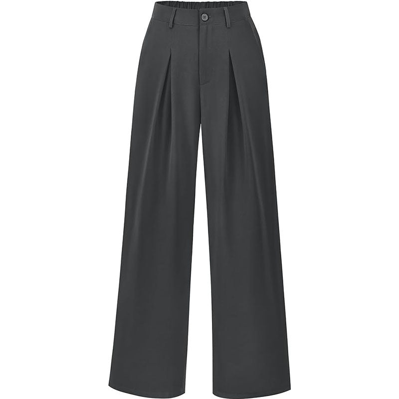 Pantalon plissé taille haute à jambes larges, chic et décontracté