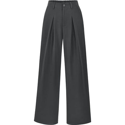 Pantalon plissé taille haute à jambes larges, chic et décontracté
