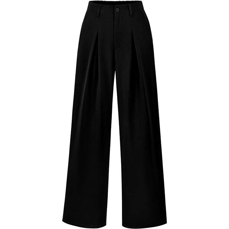 Pantalon plissé taille haute à jambes larges, chic et décontracté