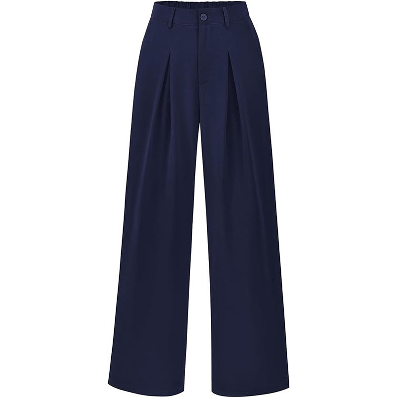 Pantalon plissé taille haute à jambes larges, chic et décontracté