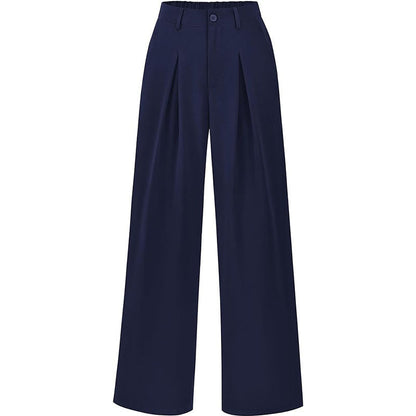 Pantalon plissé taille haute à jambes larges, chic et décontracté