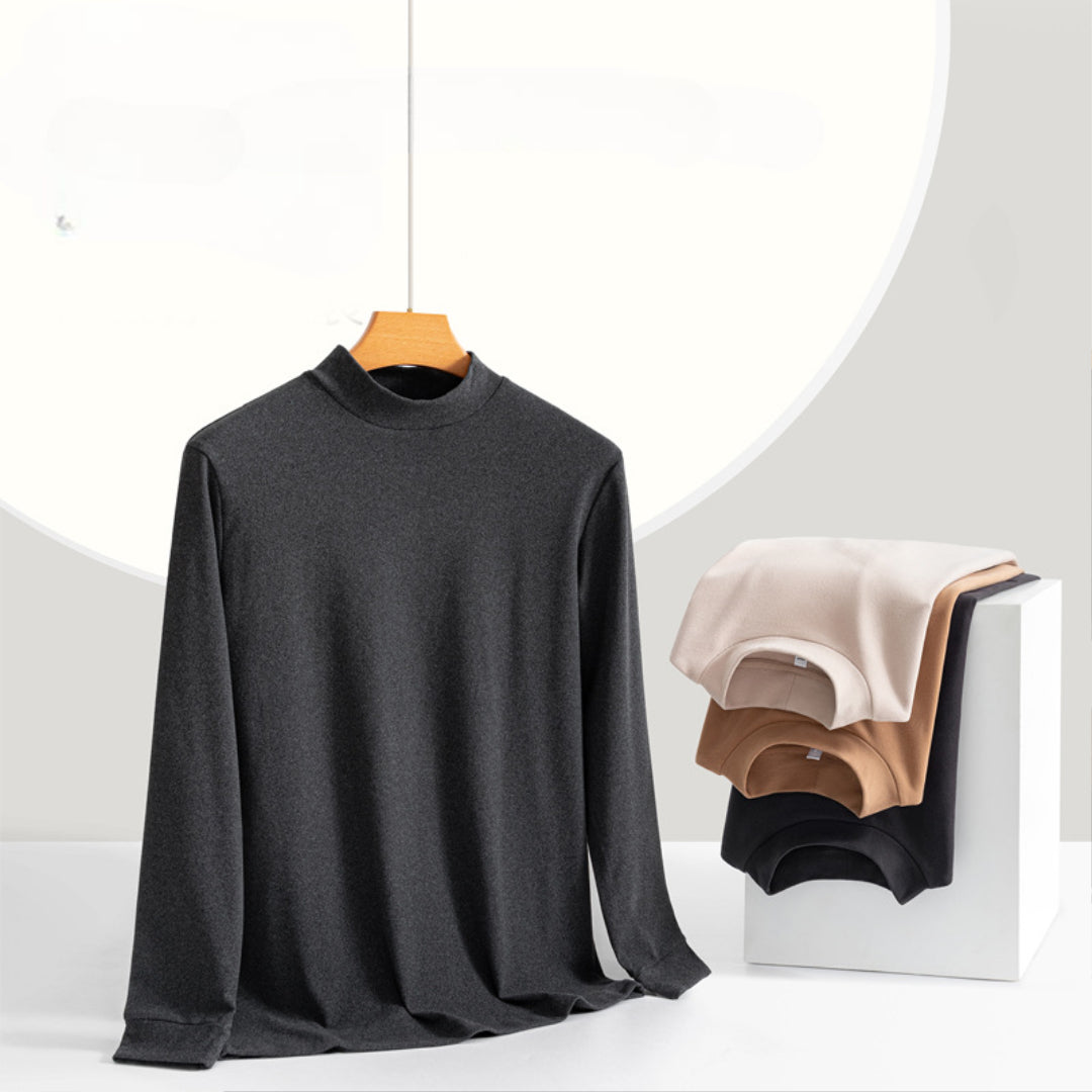 Monaco Stretch Slim Fit Mock-Neck Long Sleeve Shirt – Soft and Comfortable
