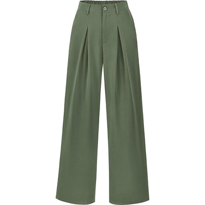 Pantalon plissé taille haute à jambes larges, chic et décontracté