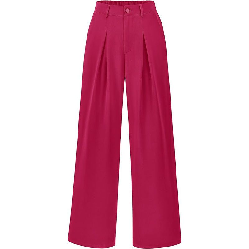 Pantalon plissé taille haute à jambes larges, chic et décontracté