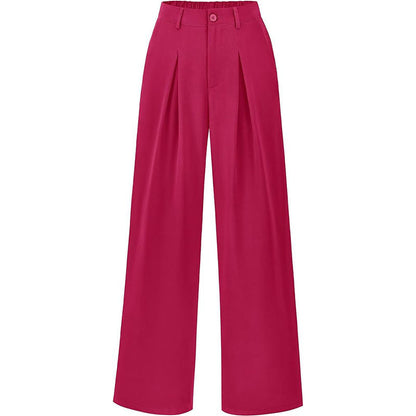 Pantalon plissé taille haute à jambes larges, chic et décontracté
