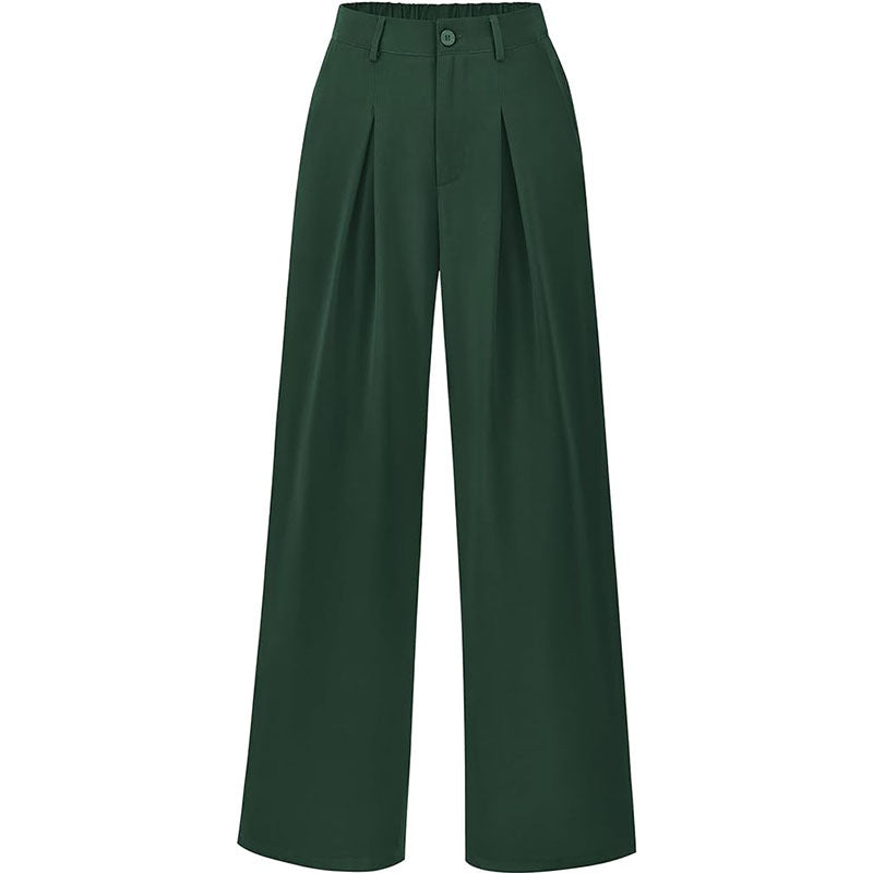 Pantalon plissé taille haute à jambes larges, chic et décontracté