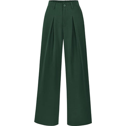 Pantalon plissé taille haute à jambes larges, chic et décontracté