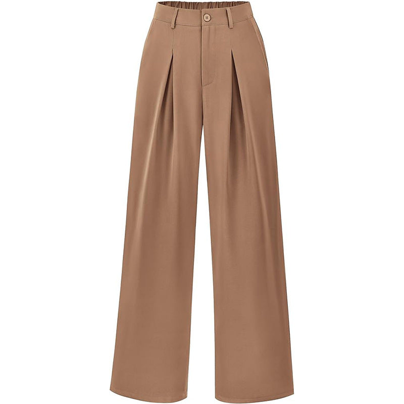Pantalon plissé taille haute à jambes larges, chic et décontracté
