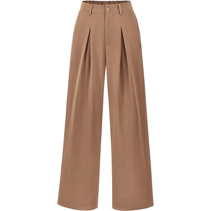 Pantalon plissé taille haute à jambes larges, chic et décontracté