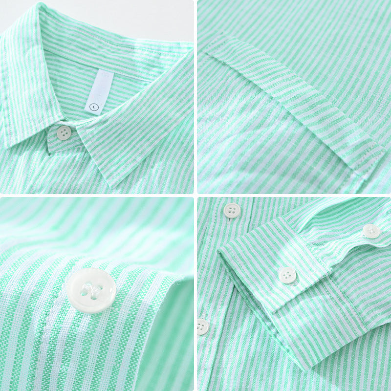 Noam Linen Shirt with Textured Stripes for Versatile Style