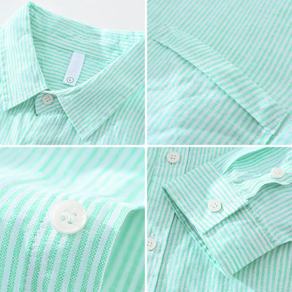 Noam Linen Shirt with Textured Stripes for Versatile Style