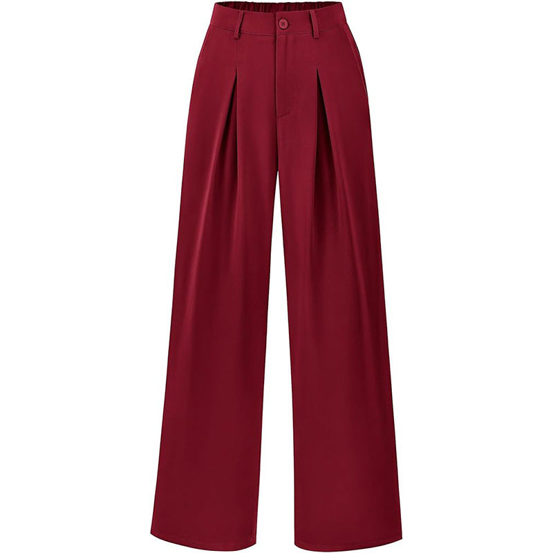 Pantalon plissé taille haute à jambes larges, chic et décontracté