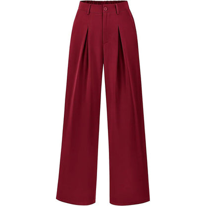 Pantalon plissé taille haute à jambes larges, chic et décontracté