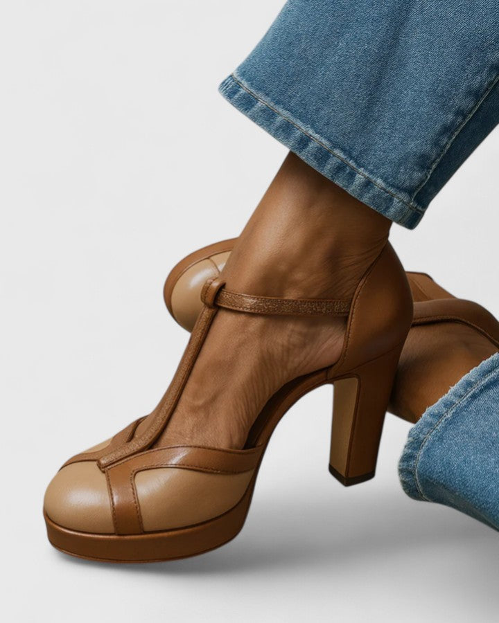 Elena | Women's T-Strap Heels Wide Heel Stability - Sophisticated Vintage Style
