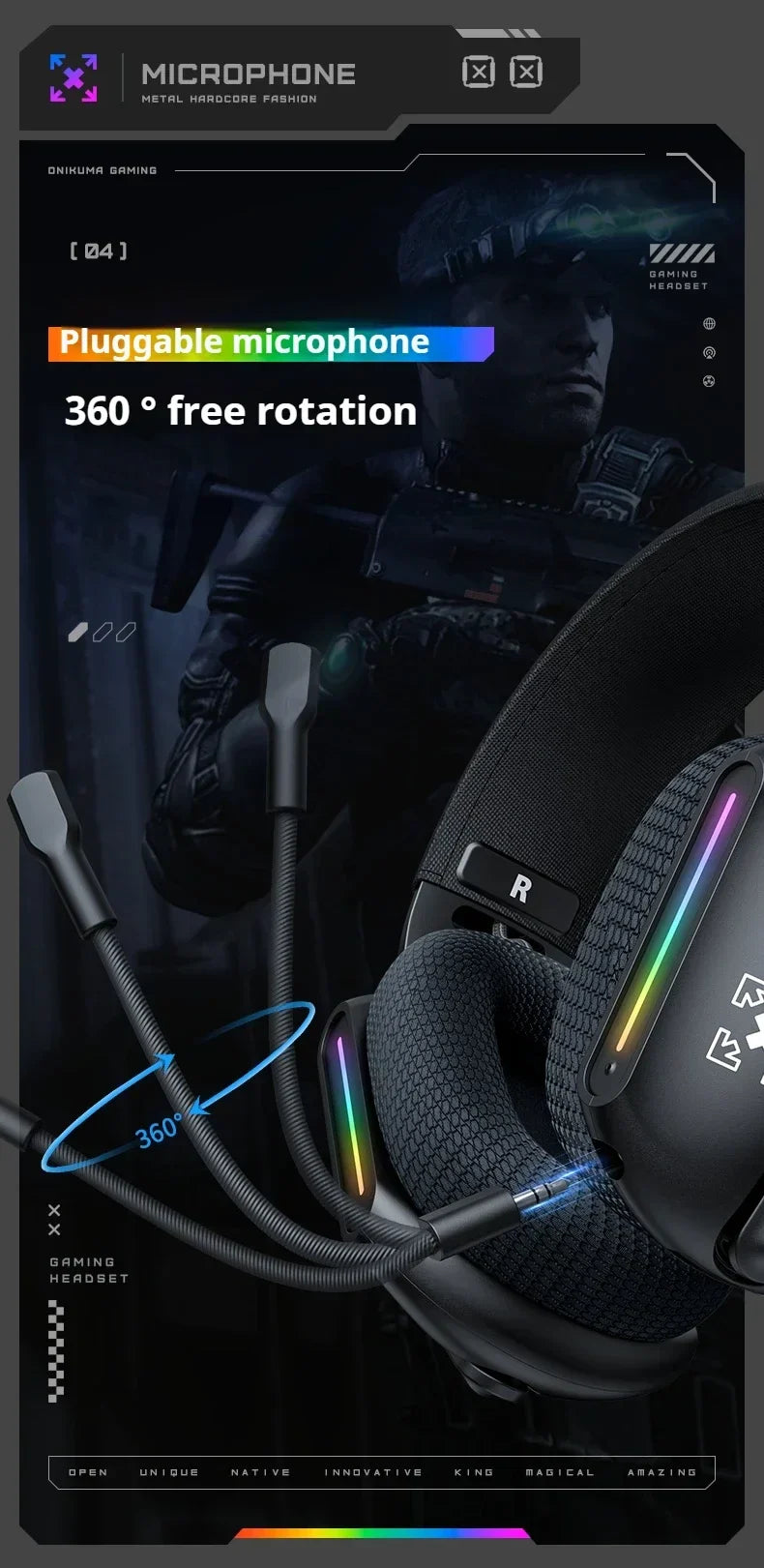 ONIKUMA | Wireless Gaming Headset with Bluetooth, 2.4G & Wired Connectivity