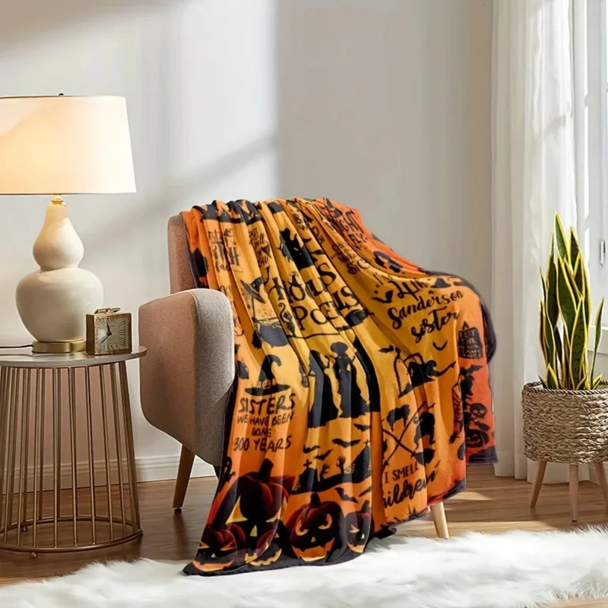 Hocus Pocus Halloween Flannel Throw Blanket – Cozy Lightweight Seasonal Decor for Fall 2026