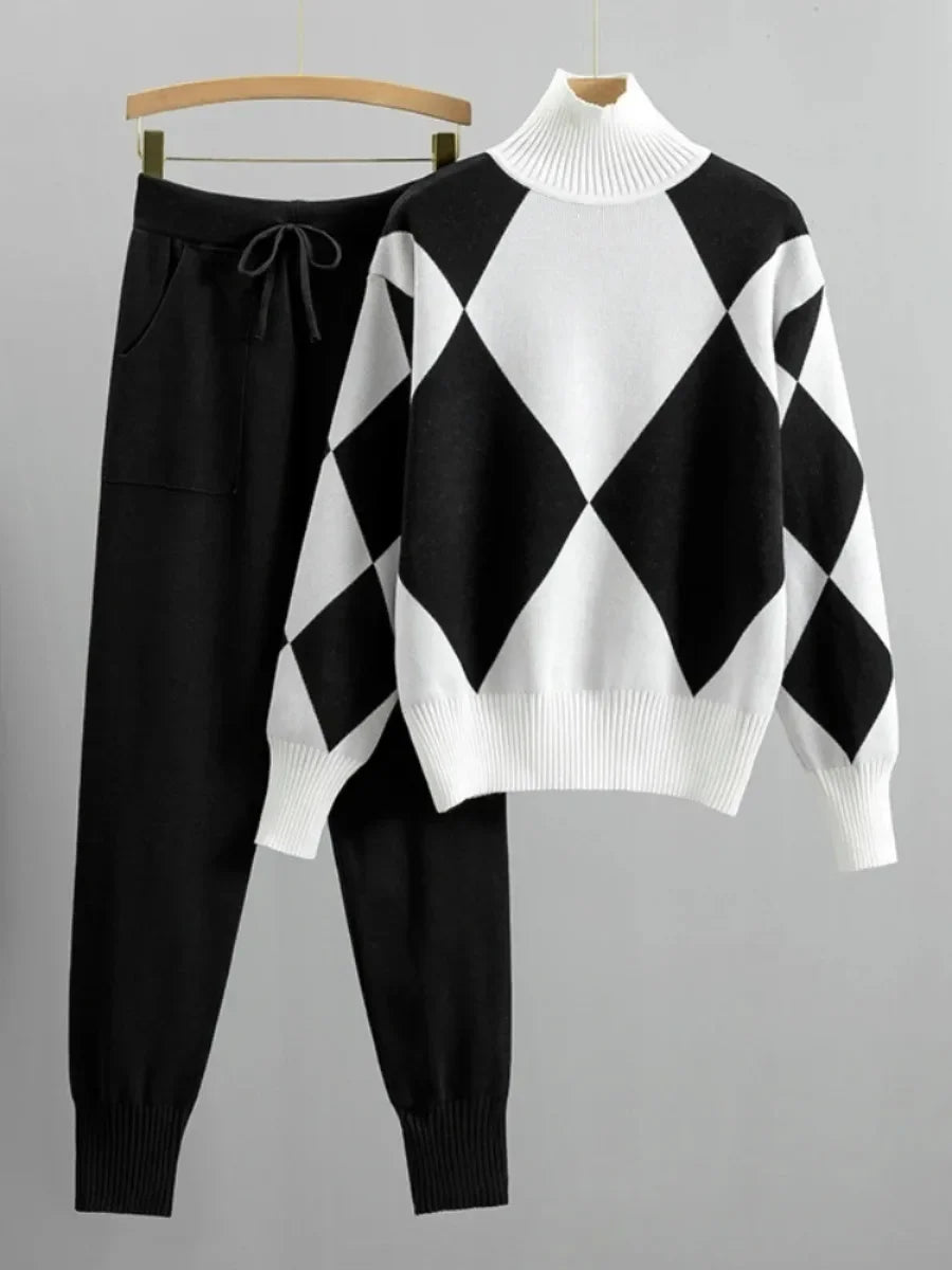 Elle Comfortable Two-Piece Knitted Sweater and Wide-Leg Pants Set