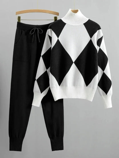 Elle Comfortable Two-Piece Knitted Sweater and Wide-Leg Pants Set