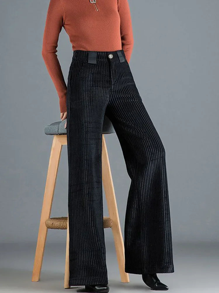 Pantalon évasé en velours chic pour femmes - Coupe flatteuse, couleurs polyvalentes et confort ultime