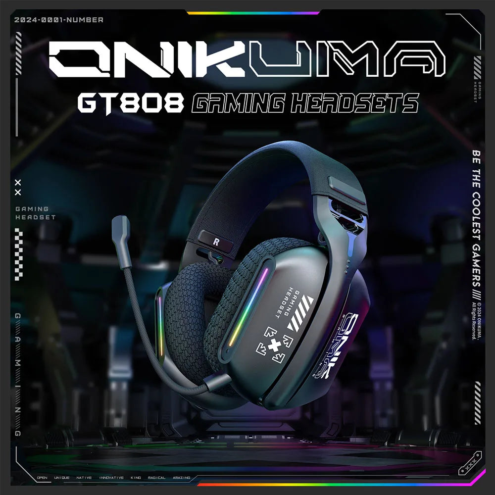 ONIKUMA | Wireless Gaming Headset with Bluetooth, 2.4G & Wired Connectivity