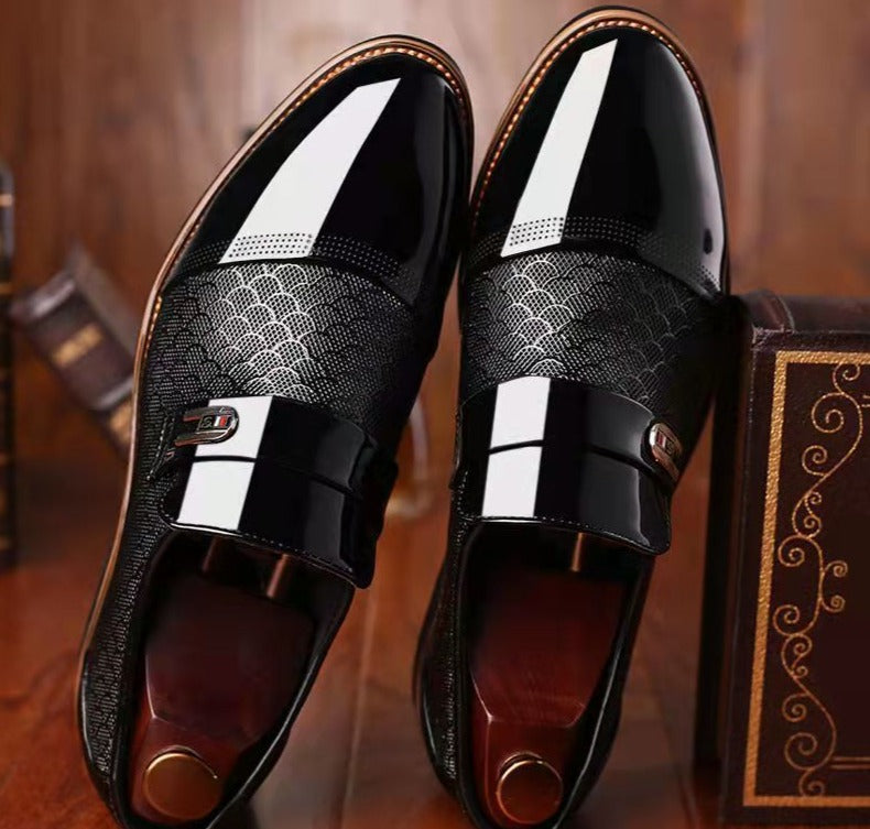 Men's Black Leather Dress Shoes Non-Slip Classic Style – Alaric