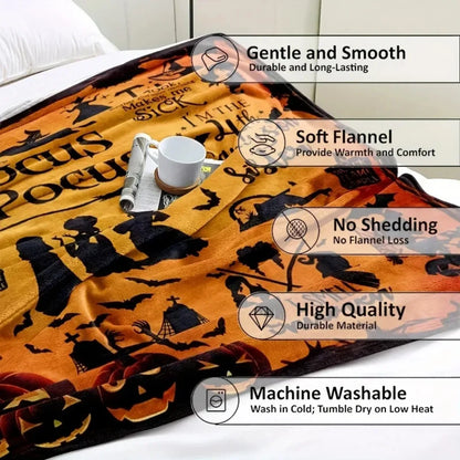 Hocus Pocus Halloween Flannel Throw Blanket – Cozy Lightweight Seasonal Decor for Fall 2026