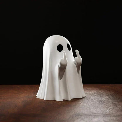Whimsical Middle Finger Ghost Resin Sculpture Halloween Decorative Centerpiece for Spooky Home Décor