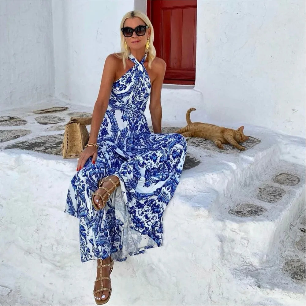 Alyssa | Elegant Halter Neck Maxi Dress