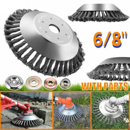 Universal Steel Wire Brush Trimmer Head - 6/8 Inch Lawn and Garden Brush Tool for Effective Grass Care