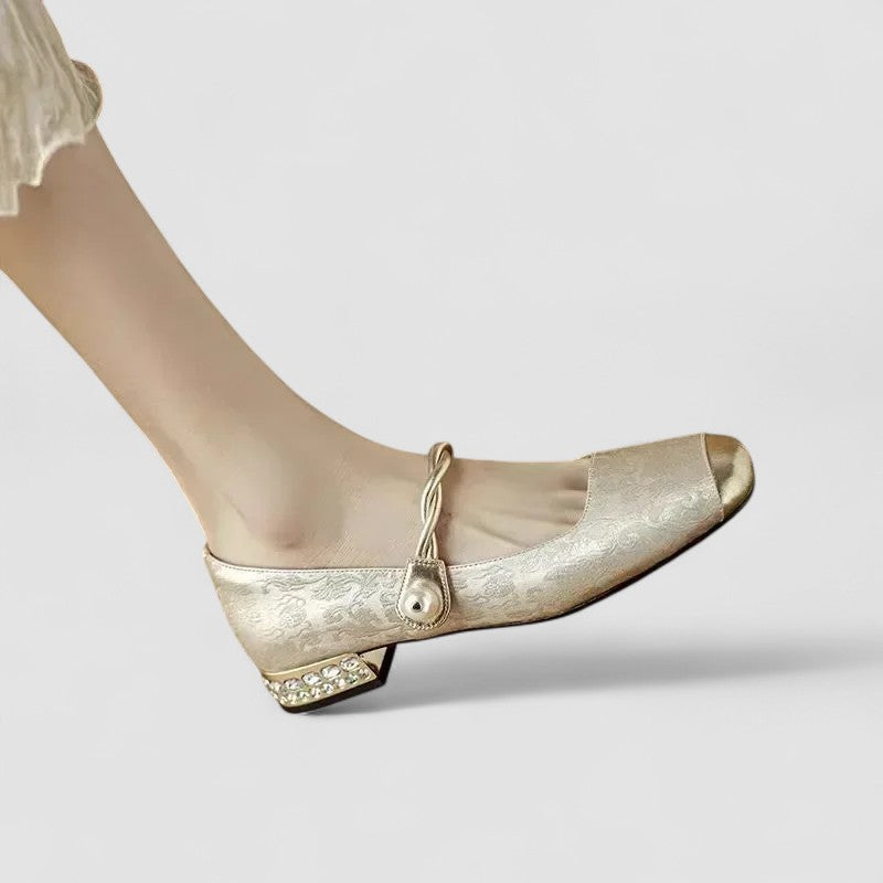 Chrystahh Orthopedic Mary Jane Shoes with Low Block Heel and Elegant Strap