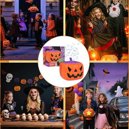Halloween Pumpkin Bubble Machine with Spooky Sound and Light Effects for Festive Party Decorations