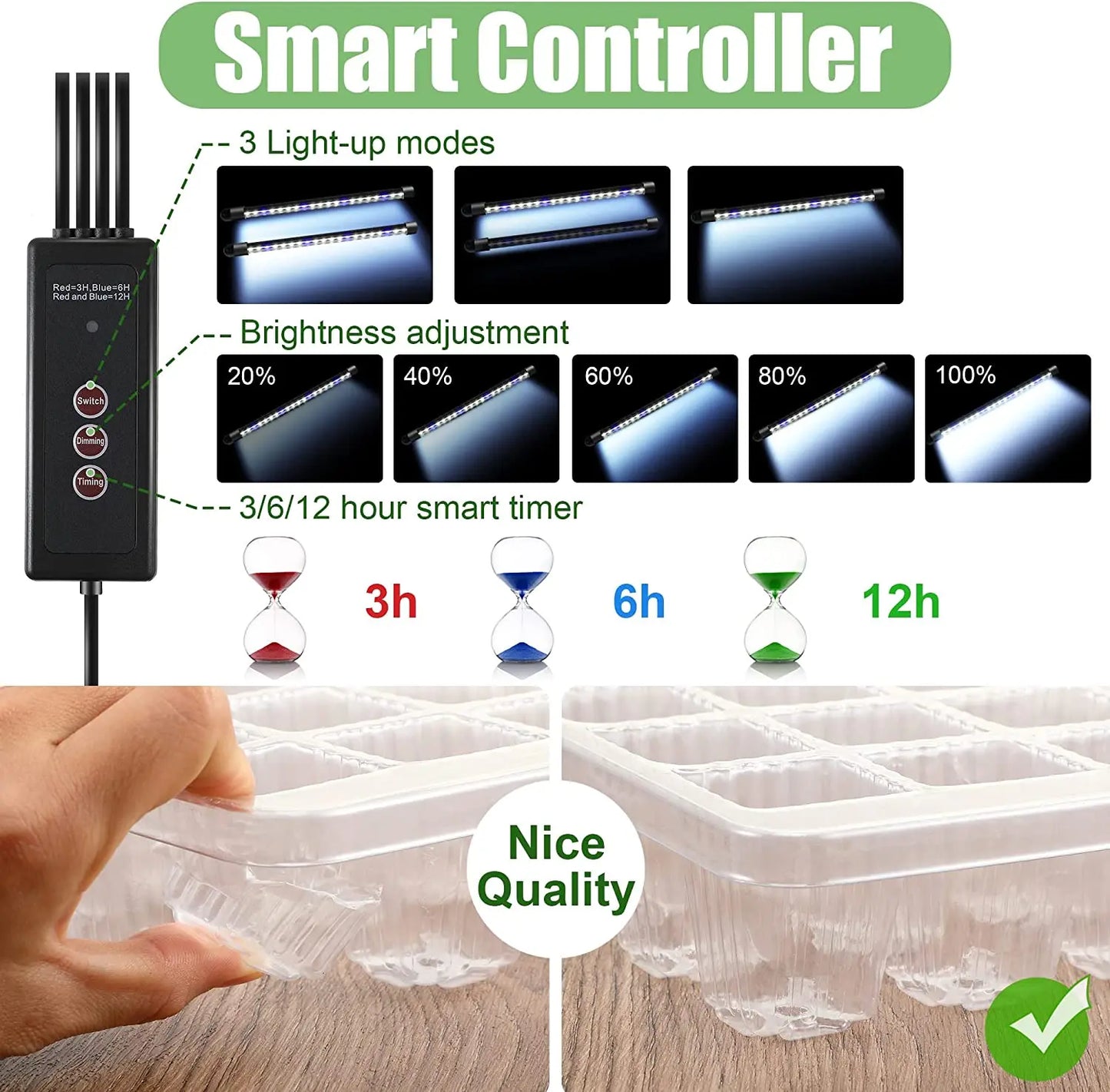 LED Grow Light Seed Starter Trays with High Dome - 80 Cell Seedling Kit, Smart Timer & Garden Tools for Home Gardening