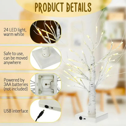 Halloween LED Birch Tree Lamp with USB & Battery Power – Illuminated Festive Decor for Seasonal Ambiance