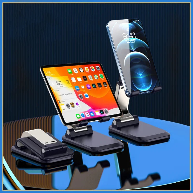 Adjustable Aluminum Phone and Tablet Stand - Ergonomic Holder for iPad, iPhone, and Android Devices - Foldable Desk Accessory