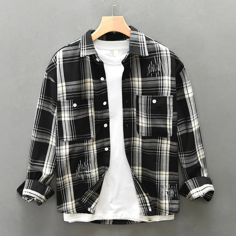 Dan Plaid Shirt with Dual Pockets and Relaxed Fit for Casual Wear