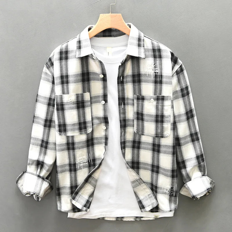 Dan Plaid Shirt with Dual Pockets and Relaxed Fit for Casual Wear