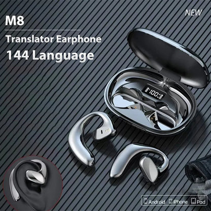 M8 Translator Earbuds - Two-Way Language Translator with 144 Languages, 97% Accuracy, Music Playback & Phone Call Support