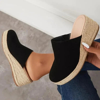 Women's Slip-On Espadrille Wedge Mule Sandals - Orthopedic Comfort