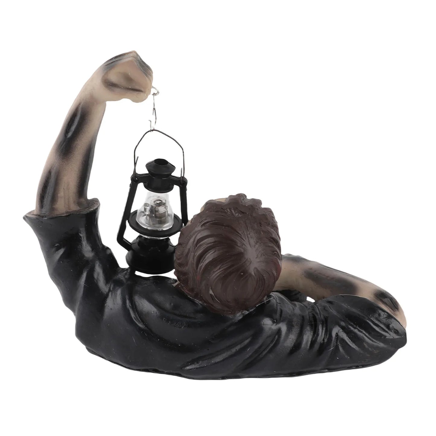 Zombie Garden Statue with Glowing LED Lantern for Spooky Halloween Yard, Patio, and Lawn Decor