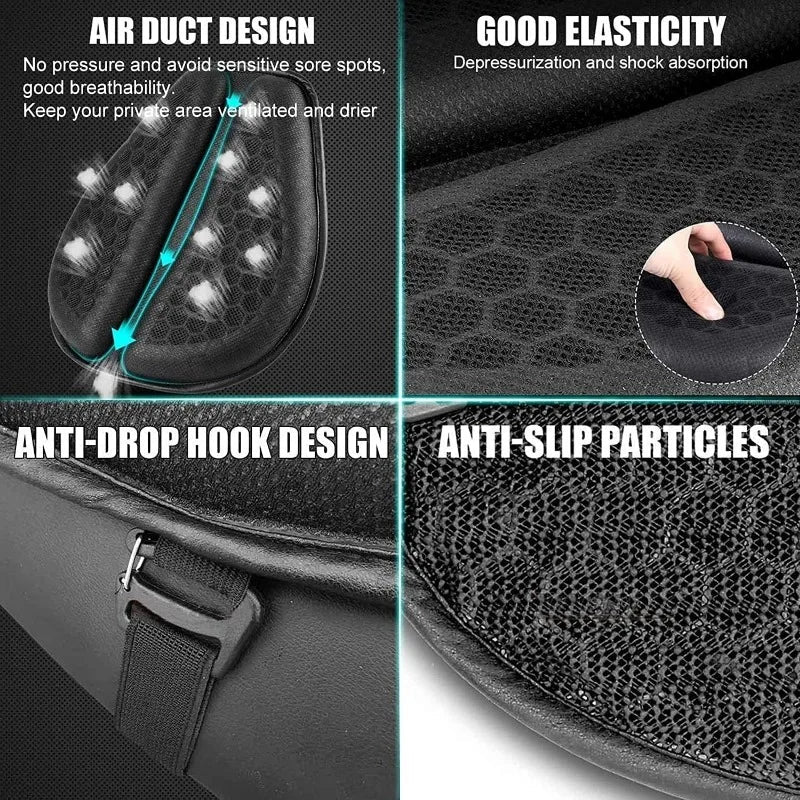 RideComfort | Motorcycle Gel Seat Cushion with 3D Honeycomb Design & Anti-Slip Base