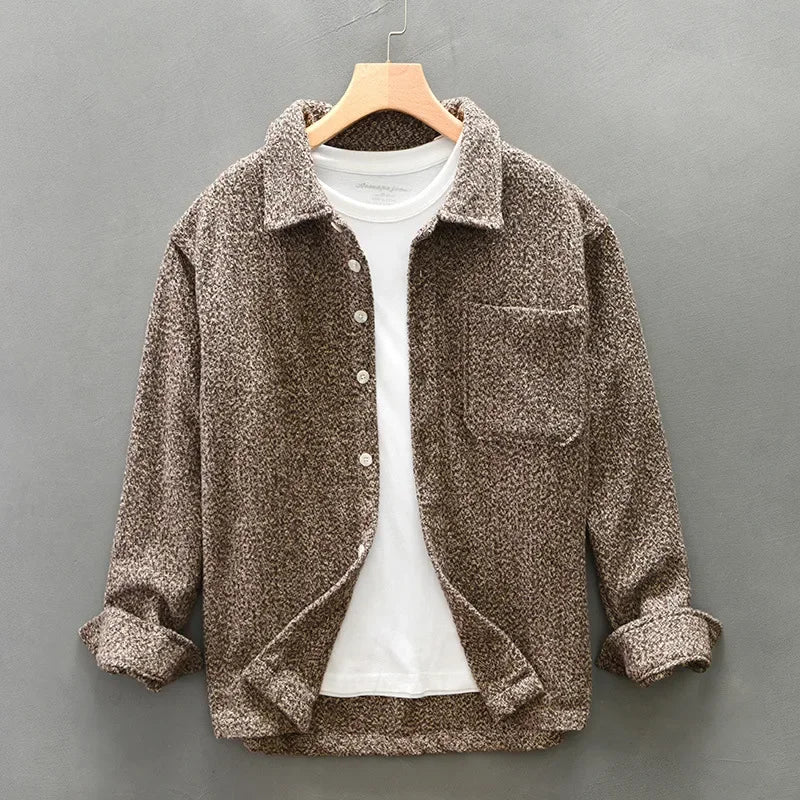 Alberto Knitted Boucle Button-Down Overshirt